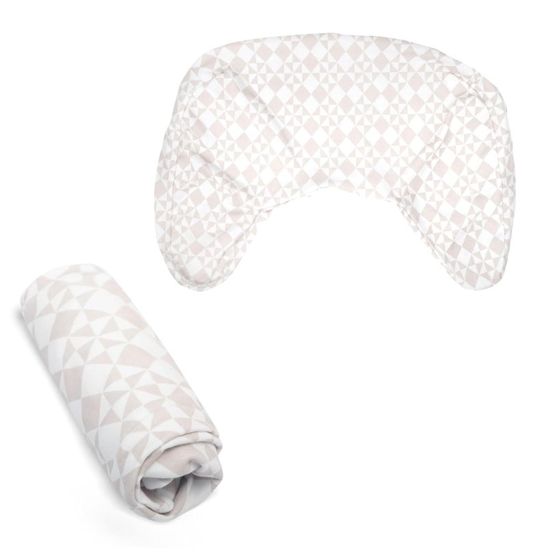 Boppy Nursing Pillow Cover Beige Checkered Quilt Single Cover EasyOn Slipcover with Gentle 100 Organic Cotton Fabric for The Redesigned Nursing Pillow - Image 2