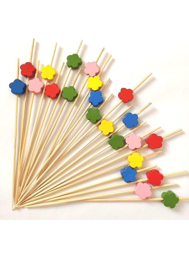 ECVV 100 قطعة من أعواد الكوكتيل المصنوعة من الخيزران بطول 12 سم، أعواد طعام قابلة للاستخدام مرة واحدة، أعواد أسنان للطعام والمشروبات والفواكه، ملحقات لوحات اللحوم - Image 1