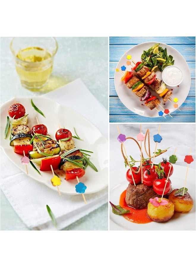 ECVV 100 قطعة من أعواد الكوكتيل المصنوعة من الخيزران بطول 12 سم، أعواد طعام قابلة للاستخدام مرة واحدة، أعواد أسنان للطعام والمشروبات والفواكه، ملحقات لوحات اللحوم - Image 2