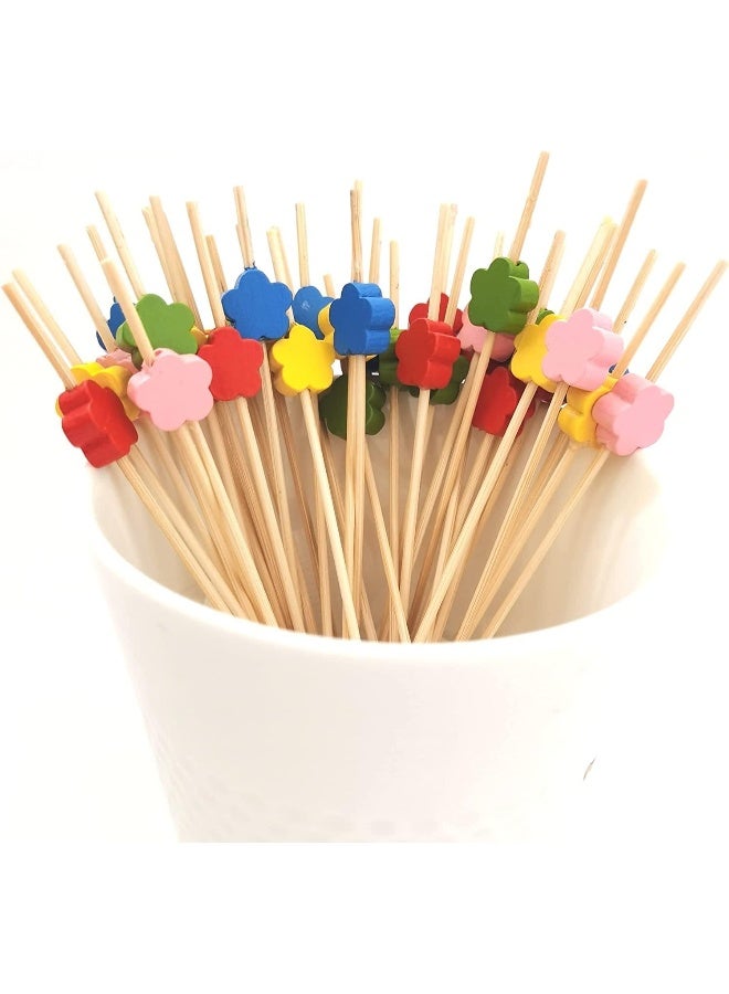 ECVV 100 قطعة من أعواد الكوكتيل المصنوعة من الخيزران بطول 12 سم، أعواد طعام قابلة للاستخدام مرة واحدة، أعواد أسنان للطعام والمشروبات والفواكه، ملحقات لوحات اللحوم - Image 3