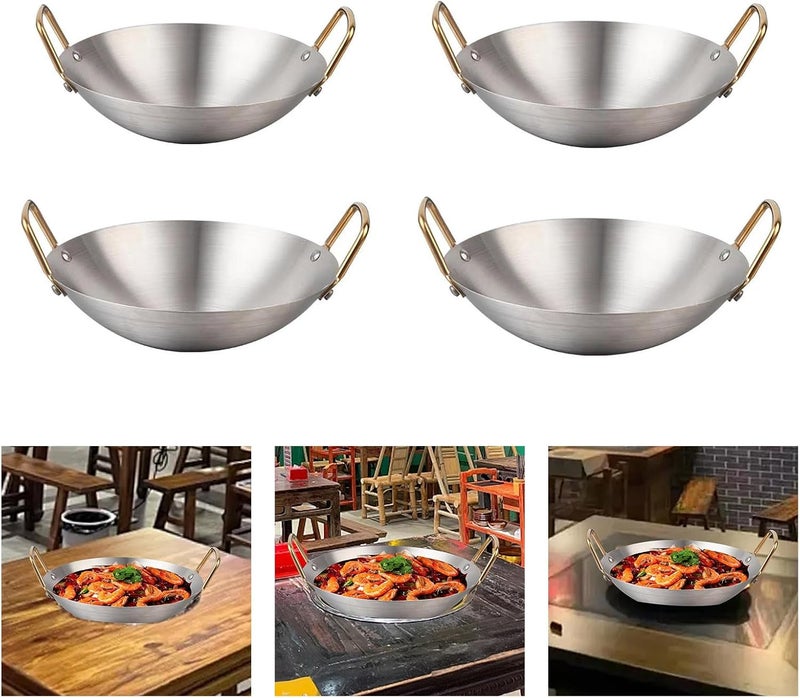 ordinarYone Stainless Steel Wok Pan For Stir Frying With Even Heat Distribution And Double Handle Ideal For Home and Restaurant - Image 2
