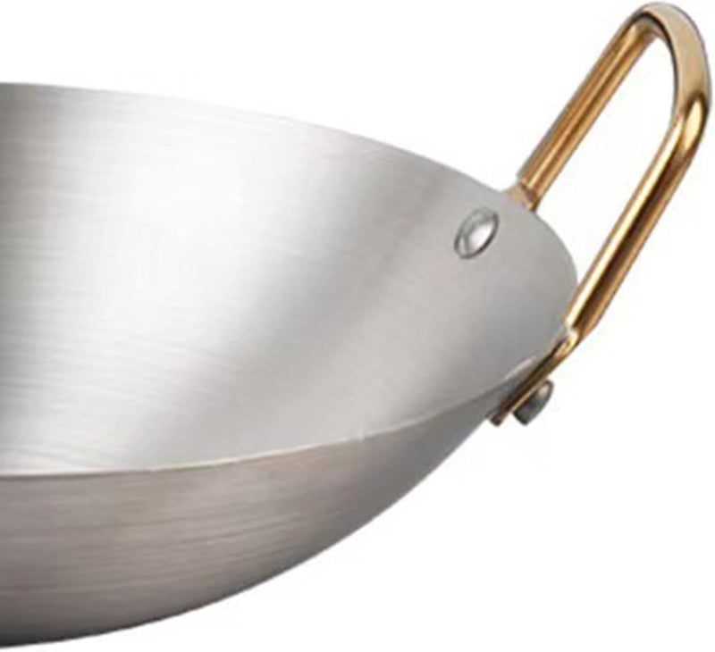 ordinarYone Stainless Steel Wok Pan For Stir Frying With Even Heat Distribution And Double Handle Ideal For Home and Restaurant - Image 5