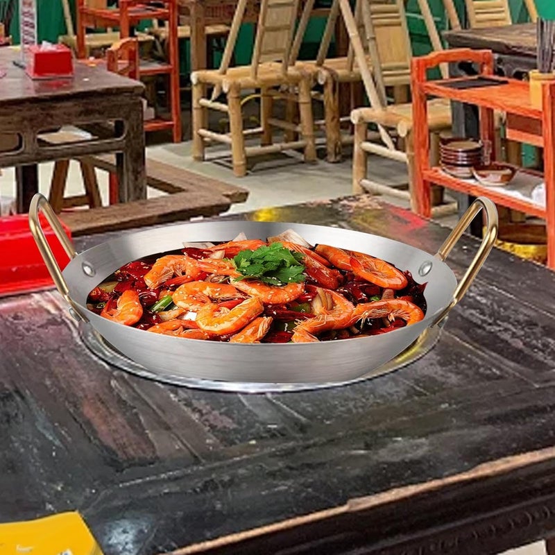 ordinarYone Stainless Steel Wok Pan For Stir Frying With Even Heat Distribution And Double Handle Ideal For Home and Restaurant - Image 4