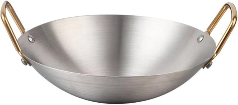 ordinarYone Stainless Steel Wok Pan For Stir Frying With Even Heat Distribution And Double Handle Ideal For Home and Restaurant - Image 1
