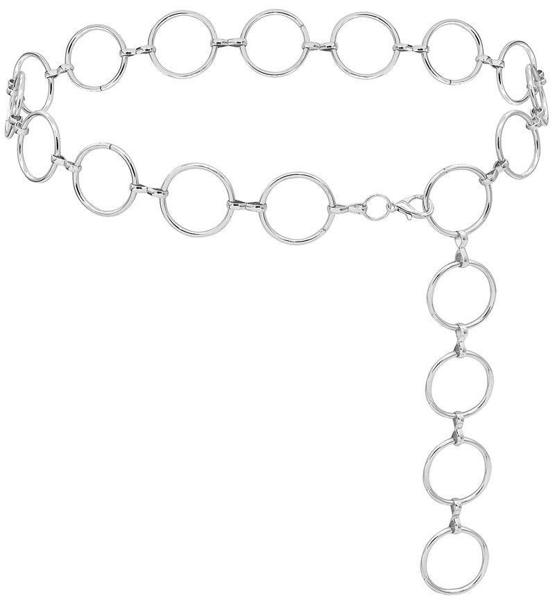 LIMHOO Metal Waist Chain for Women Chunky Belly Link Chain Belt for Dresses (Silver 1 S) - Image 1