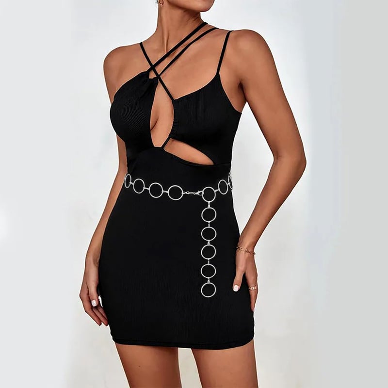 LIMHOO Metal Waist Chain for Women Chunky Belly Link Chain Belt for Dresses (Silver 1 S) - Image 2
