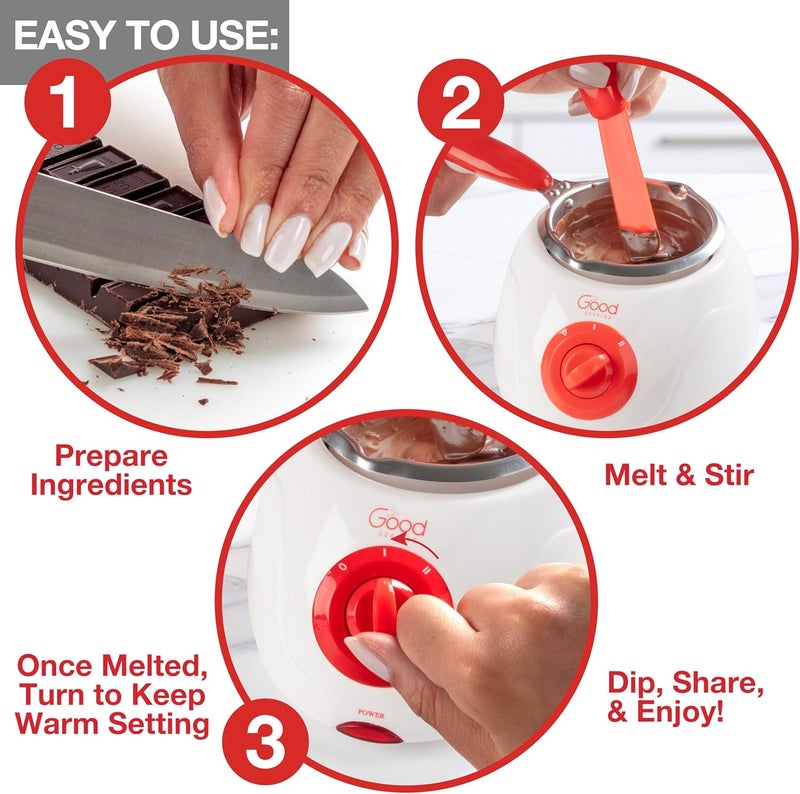 Good Cooking Electric Chocolate Melting Pot Set- Valentines Day Candy Bar Making or Fondue Fountain Kit w/ 30 Bonus Accessories-Dip, Drizzle & Decorate Strawberries, Marshmallows, Snacks- Party Appetizers Desserts - Image 3