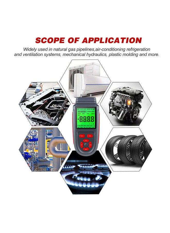 Generic - Digital Manometer Dual Port Air Gas Pressure Tester Differential Pressure Gauge with LCD Backlight Display, Battery or USB Cable Powered, Supports Temperature Measurement ℃/ ℉ - Image 1