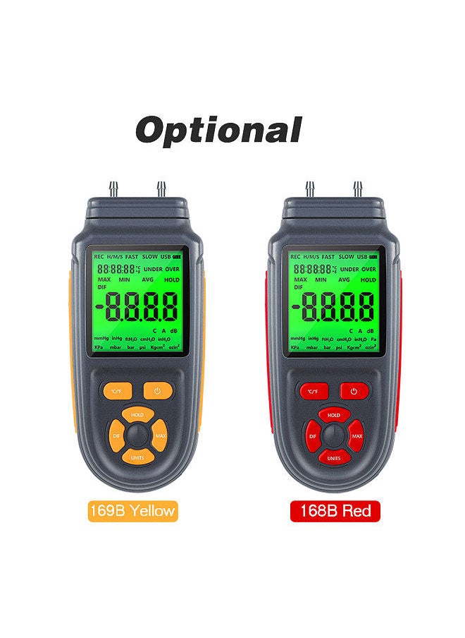 Generic - Digital Manometer Dual Port Air Gas Pressure Tester Differential Pressure Gauge with LCD Backlight Display, Battery or USB Cable Powered, Supports Temperature Measurement ℃/ ℉ - Image 1