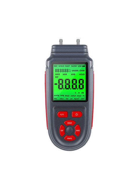 Digital Manometer Dual Port Air Gas Pressure Tester Differential Pressure Gauge with LCD Backlight Display, Battery or USB Cable Powered, Supports Temperature Measurement ℃/ ℉
