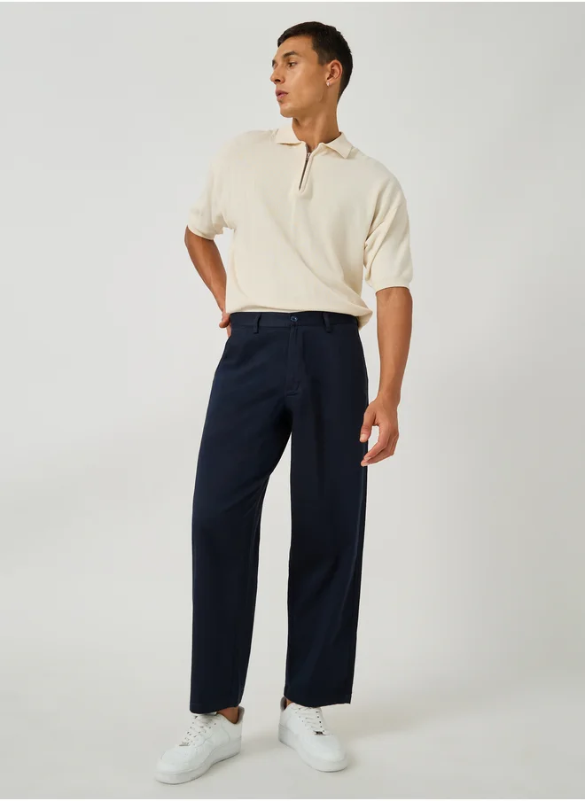 Styli Styli Plain Stretch Satin Wide Leg Chino Pants