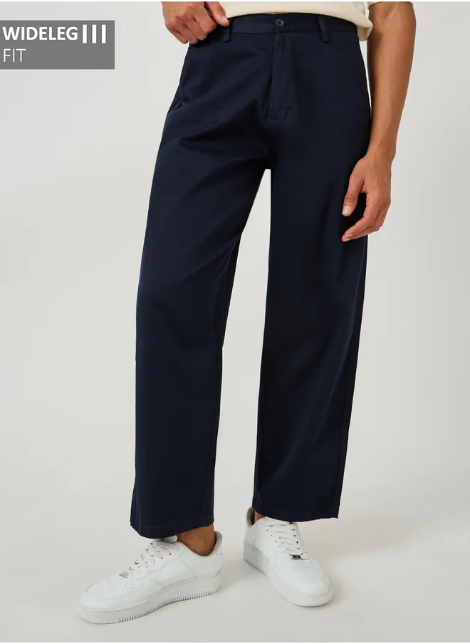 Styli Styli Plain Stretch Satin Wide Leg Chino Pants