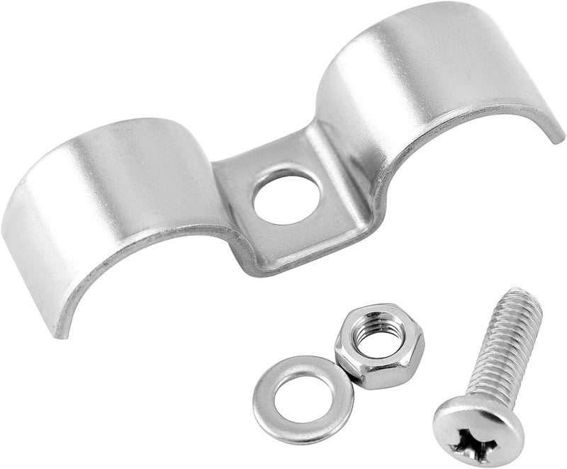 QWORK Stainless Steel Double Line Clamp, 12 Pack 5/8" Fuel Lines Clips with Mounting Screws - Image 2