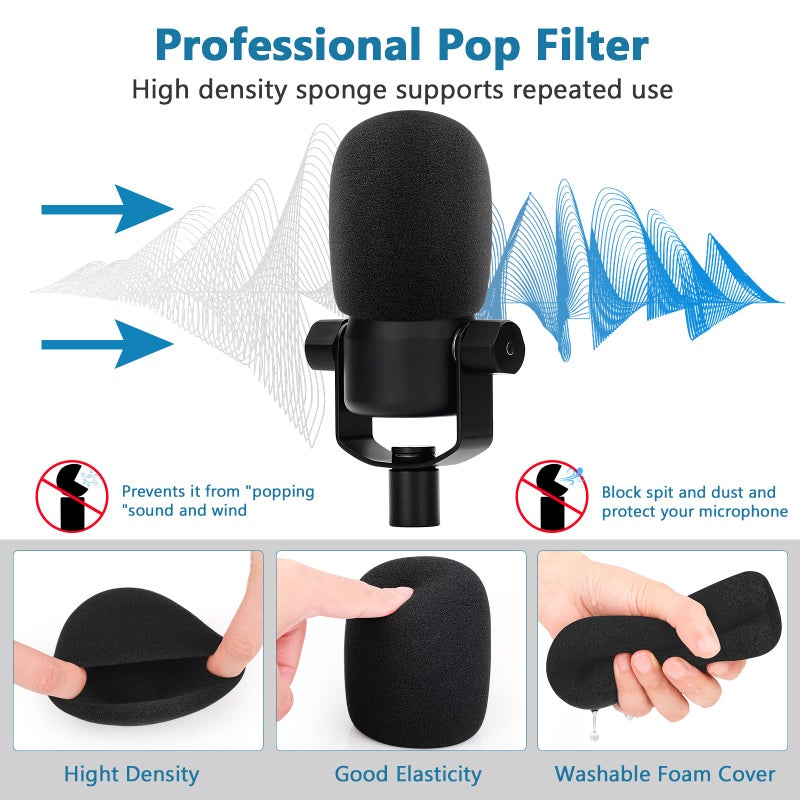ChromLives Windscreen Pop Filter Compatible with Rode Podmic, Procaster, Podcaster, NT1, NT1-A, NT2-A, NT-USB, K2, NT1000, NT2000,Mic Foam Cover +Furry Wind Muff Mic Cover Compatible with Rode Podmic,Combo 2Pack - Image 4