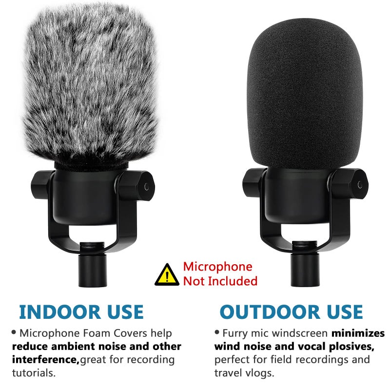 ChromLives Windscreen Pop Filter Compatible with Rode Podmic, Procaster, Podcaster, NT1, NT1-A, NT2-A, NT-USB, K2, NT1000, NT2000,Mic Foam Cover +Furry Wind Muff Mic Cover Compatible with Rode Podmic,Combo 2Pack - Image 2