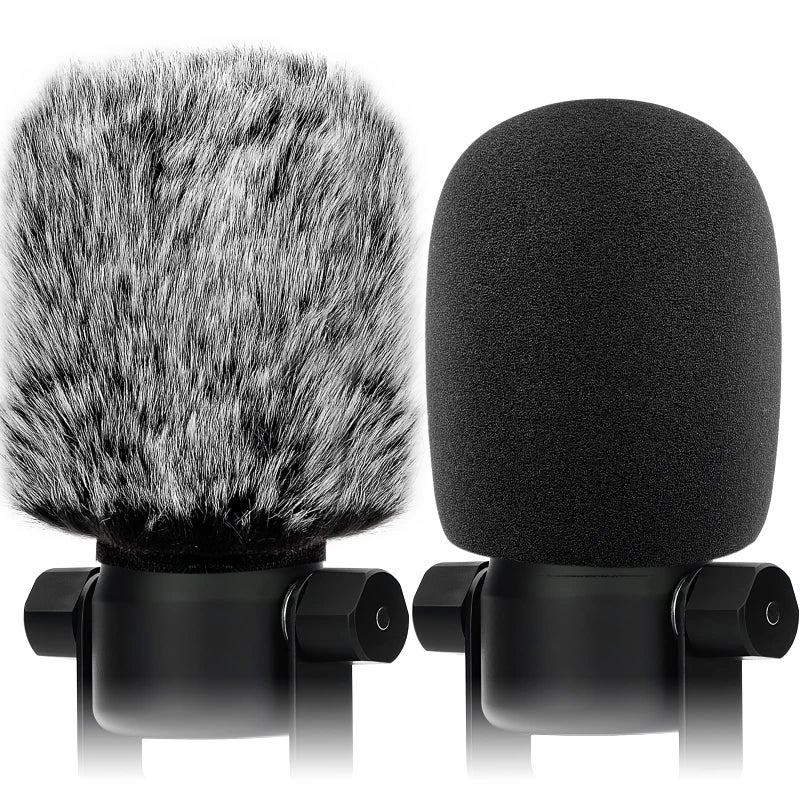 ChromLives Windscreen Pop Filter Compatible with Rode Podmic, Procaster, Podcaster, NT1, NT1-A, NT2-A, NT-USB, K2, NT1000, NT2000,Mic Foam Cover +Furry Wind Muff Mic Cover Compatible with Rode Podmic,Combo 2Pack - Image 1