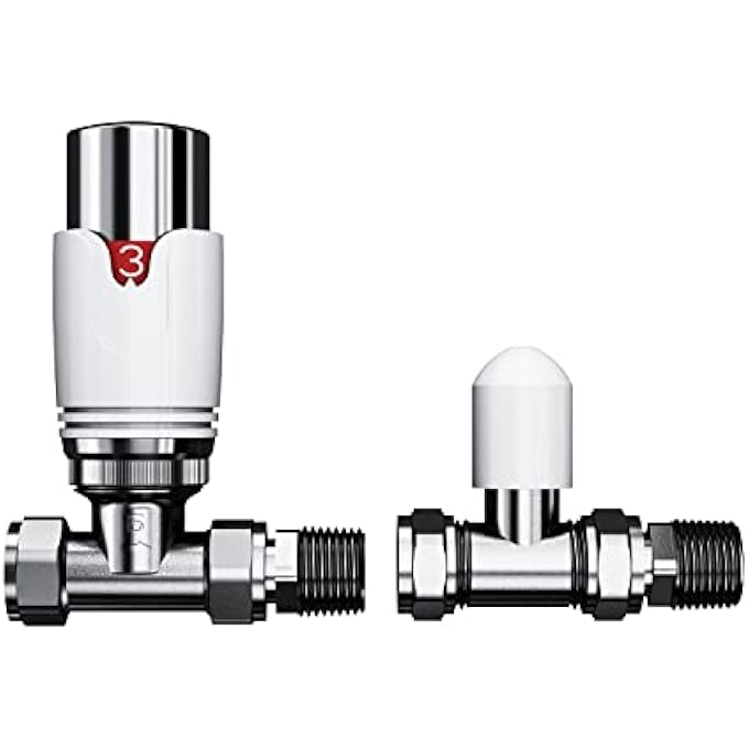 WCST002 STRAIGHT RADIATOR VALVE, WHITE/CHROME - Image 1