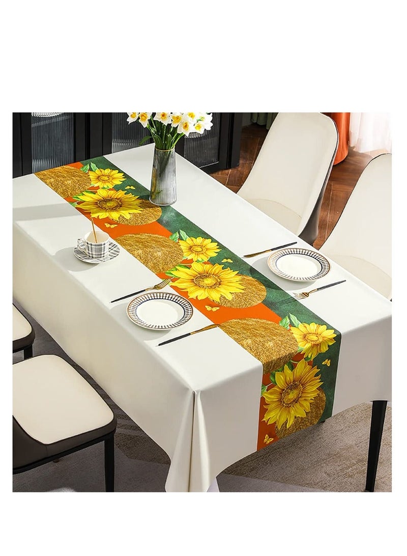 NIBEMINENT Sunflower Tablecloth, Rectangle Waterproof Floral Table Cloth, Wipeable PVC Flower Cover for Kitchen Dining Parties(Beige, 140x200cm) - Image 1