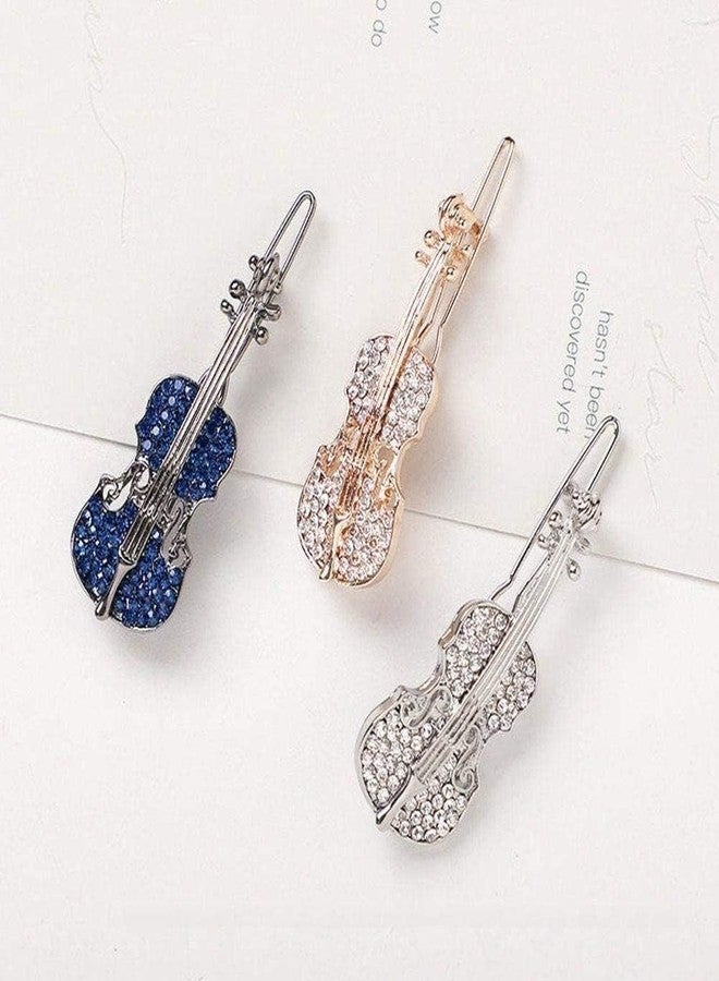 baolaili Crystal Rhinestone Barrette Hair Accessories with Violin Design for Women - Cute Korean Style Hairpins and Clips - Image 3