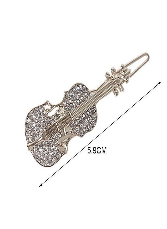 baolaili Crystal Rhinestone Barrette Hair Accessories with Violin Design for Women - Cute Korean Style Hairpins and Clips - Image 2