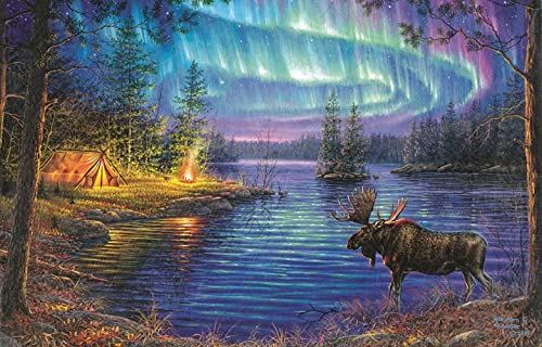 SUNSOUT INC - Northern Night - 1000 pc Jigsaw Puzzle by Artist: Abraham Hunter - Finished Size 19" x 30" Nature - MPN# 69632 - Image 3