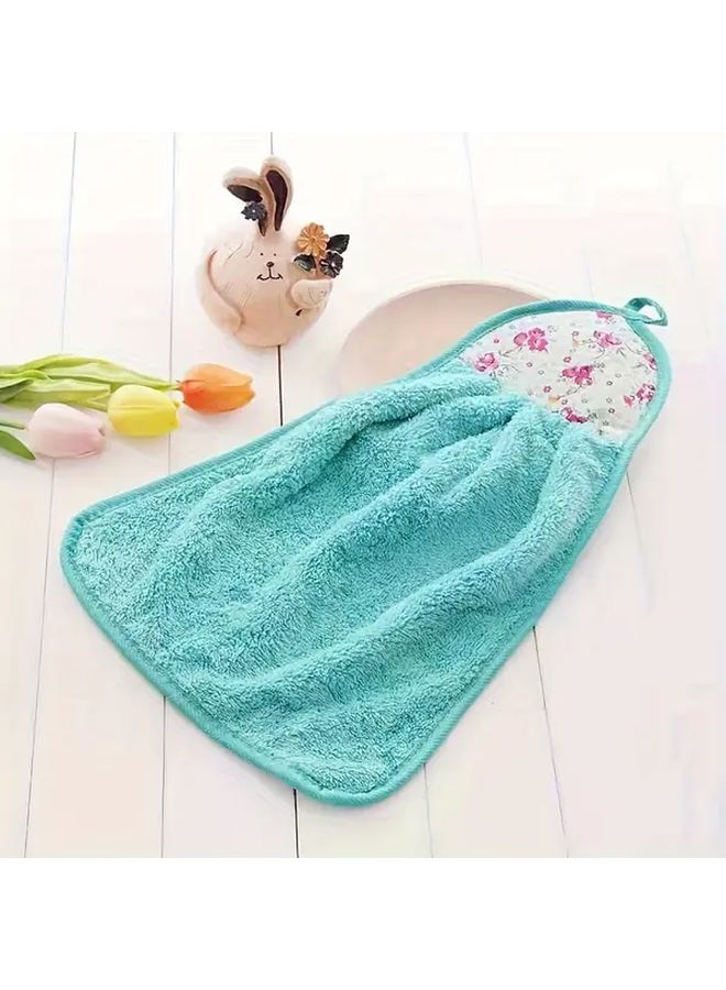 Super Soft Absorbent Quick Dry Hand Towels 4pcs Random Color Geometric Pattern Hangable Dish Cloths - Image 2