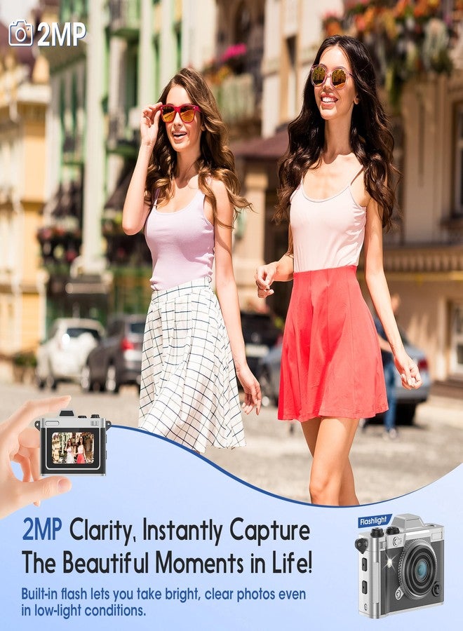 Dienspeak Mini Camera, Retro Keychain Digital Camera for Kids & Adults, 2K HD Portable Tiny Pocket Video Recorder with 16GB Card, Vintage Camcorder for Travel, Vlogging & Daily Memories, Black - Image 3