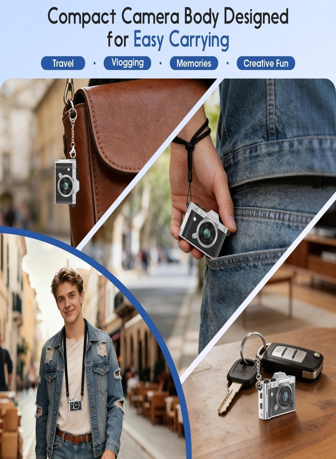 Dienspeak Mini Camera, Retro Keychain Digital Camera for Kids & Adults, 2K HD Portable Tiny Pocket Video Recorder with 16GB Card, Vintage Camcorder for Travel, Vlogging & Daily Memories, Black - Image 5