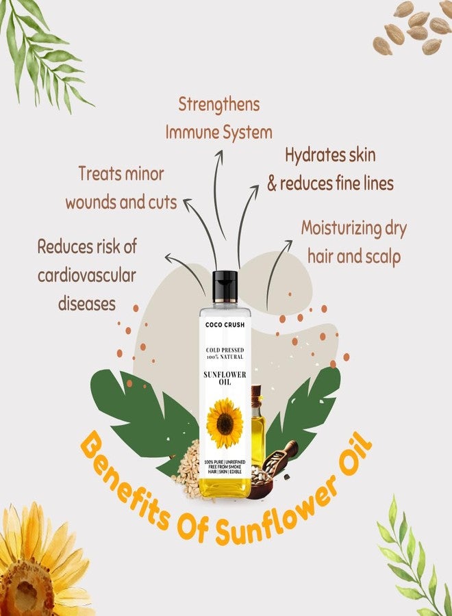 COCO CRUSH Sunflower Oil for Baby Massage | Cold Pressed & 100% Natural | Nourishing Oil for Body & Hair | Certified Organic & Gentle on Delicate Skin (200ML) - Image 5