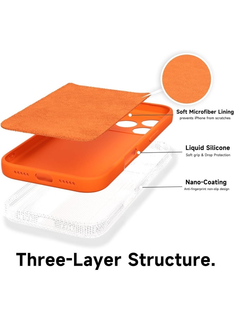 IPhone 17 Pro Max Silicone Case – Shockproof Soft Liquid Silicone Cover, Slim Fit, Anti-Slip Grip, Camera Protection, Orange - Image 4