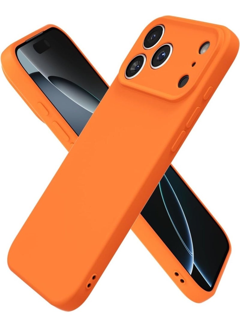 IPhone 17 Pro Max Silicone Case – Shockproof Soft Liquid Silicone Cover, Slim Fit, Anti-Slip Grip, Camera Protection, Orange - Image 1