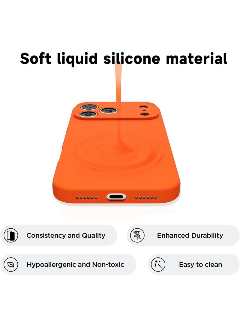 IPhone 17 Pro Max Silicone Case – Shockproof Soft Liquid Silicone Cover, Slim Fit, Anti-Slip Grip, Camera Protection, Orange - Image 3