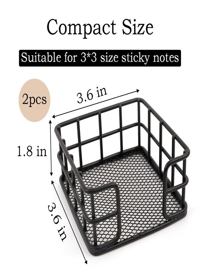 Qiuruoo 2 Pcs Metal Sticky Note Holder, Sticky Note Dispenser, Desk Organizer for Office Workers, Students at Home, School, Office Use (3.6“*3.6” Black Square) - Image 2