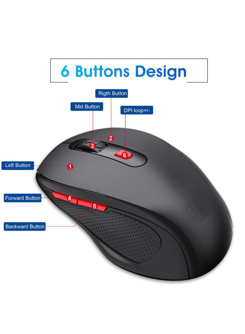 Captaintech Mouse Ergonomic PC Mouse with USB Receiver for Computer Laptop Desktop 3 DPI Adjustable Silent Click Comfortable Ergo Mouse 10M Wireless Connection Ultra-fast Scroll - Image 3