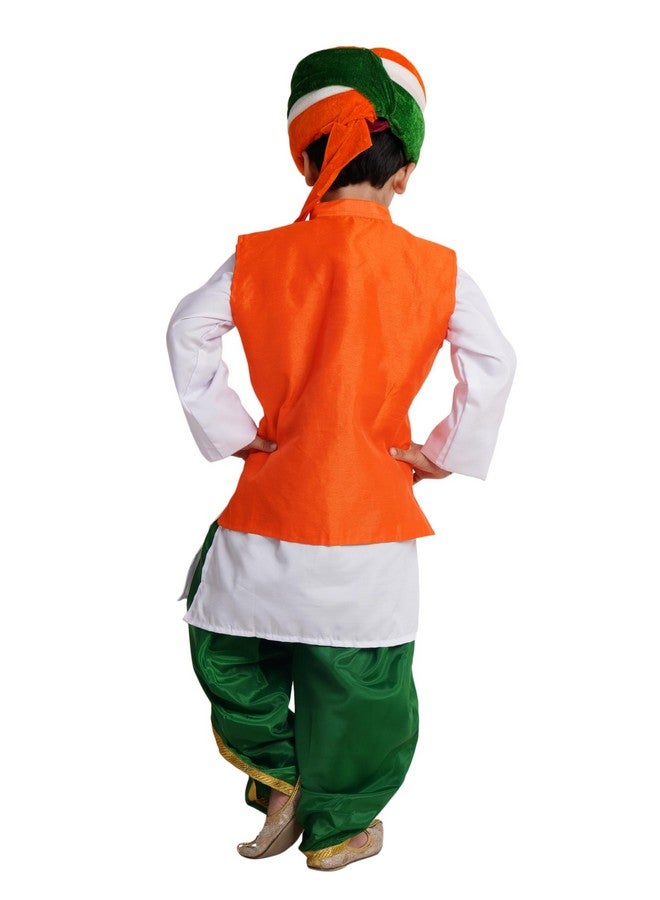 Kaku Fancy Dresses Polyester Tricolor Dhoti Kurta Jacket Set With Safa For Kids, Independence Day & Republic Day Costume Set For Boys & Girls - Multicolor, 14-17 Years - Image 5