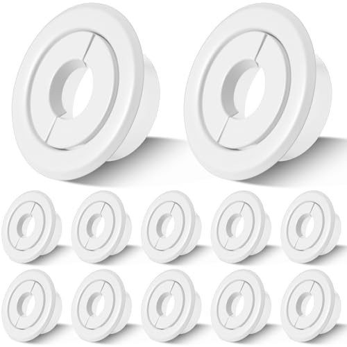 Shimeyao 12 Pcs Retrofit Recessed Fire Sprinkler Escutcheon 12 Ips Split 3 Piece 34 Adjustment Sprinkler Head Cover Plate Trim Ring for Fire Trim Ceiling White - Image 1