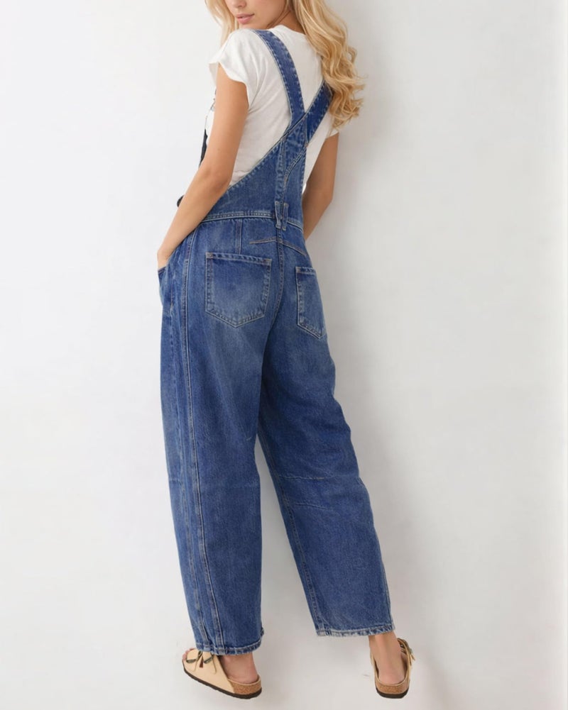 Kedera Barrel Overalls Denim Jumpsuits for Women Spring Trendy 2025 Casual Loose Baggy Jeans Pants Sleeveless Bib Jumpers - Image 2
