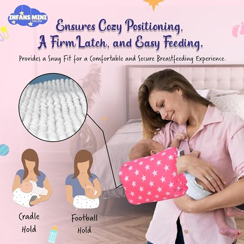 Infans Mini Nursing Arm Pillow, Breast Feeding Pillows for Mother, Bottle Feeding Pillows for Babies Suitable for Travel (Star Pink) - Image 3