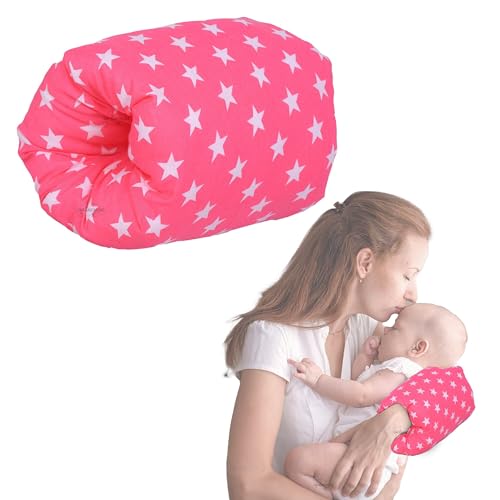 Infans Mini Nursing Arm Pillow, Breast Feeding Pillows for Mother, Bottle Feeding Pillows for Babies Suitable for Travel (Star Pink) - Image 1