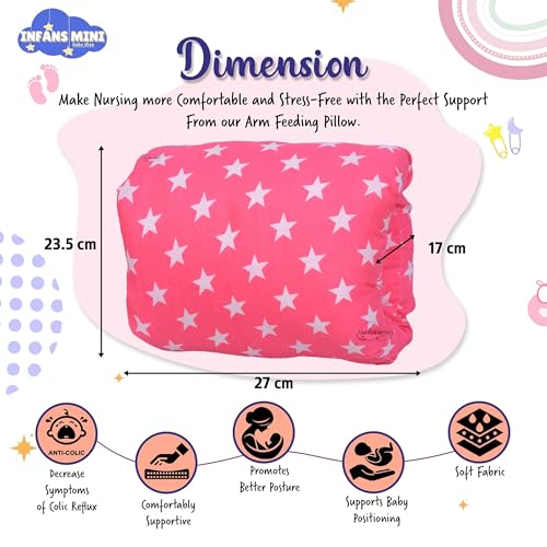 Infans Mini Nursing Arm Pillow, Breast Feeding Pillows for Mother, Bottle Feeding Pillows for Babies Suitable for Travel (Star Pink) - Image 4