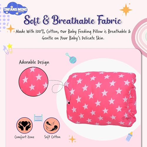 Infans Mini Nursing Arm Pillow, Breast Feeding Pillows for Mother, Bottle Feeding Pillows for Babies Suitable for Travel (Star Pink) - Image 5