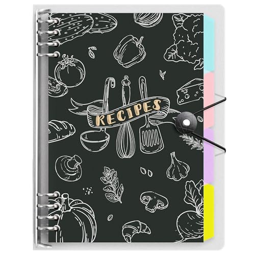 LOAPEM Blank Recipe Book to Write in Your Own Food Journal, Two Pages for a Recipe, PVC Binder Style Notebook with 120 Pages, 100gsm Thick Paper for Kitchen, Gift, Family Cooking Lover - Image 1