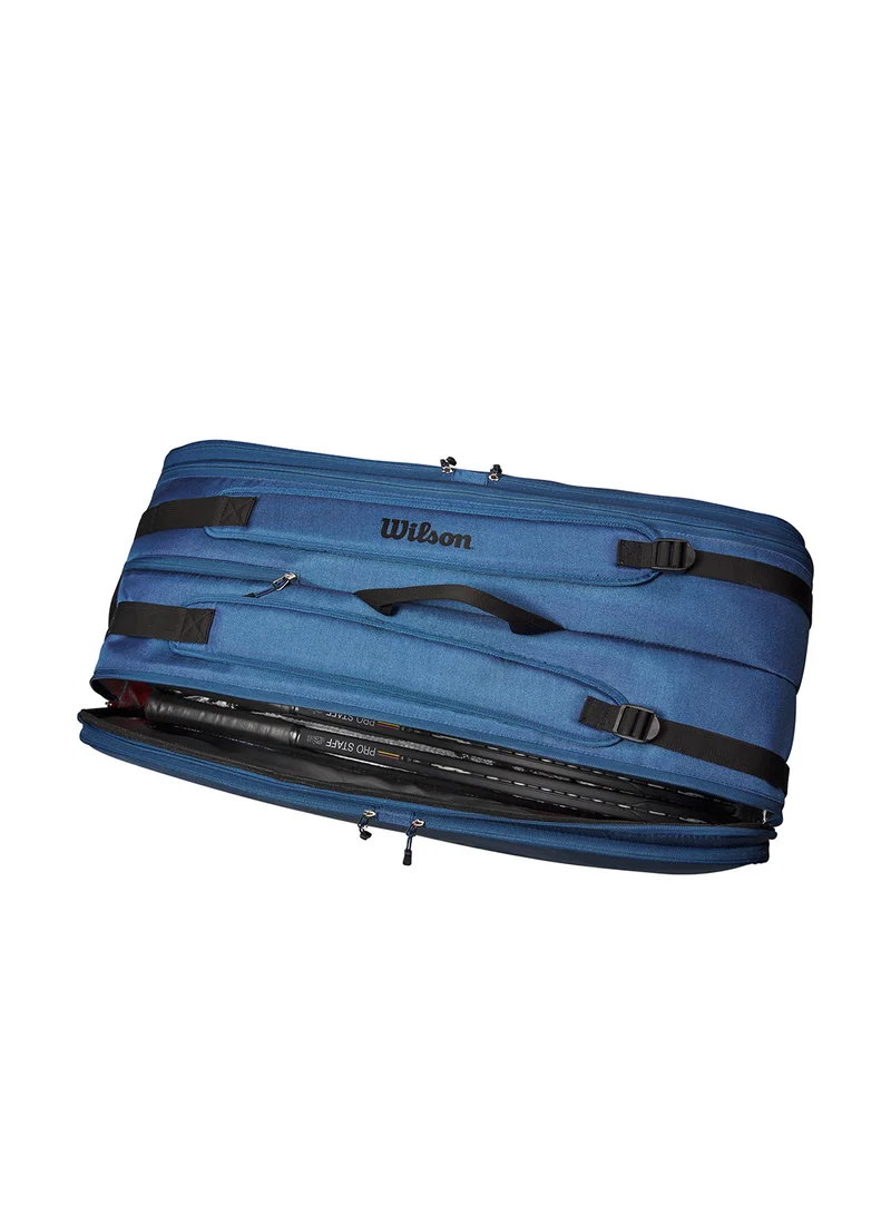 Wilson Ultra V4 Tour Tennis Racket Bag, Blue, Adults, Holds up to 12 Rackets