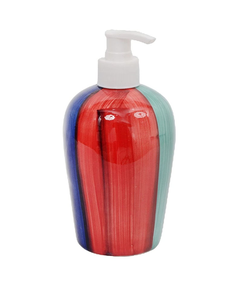 Skywalk Hand Painted Ceramic Liquid Soap Dispenser for Bathroom and Kitchen 250 ML Multicolour