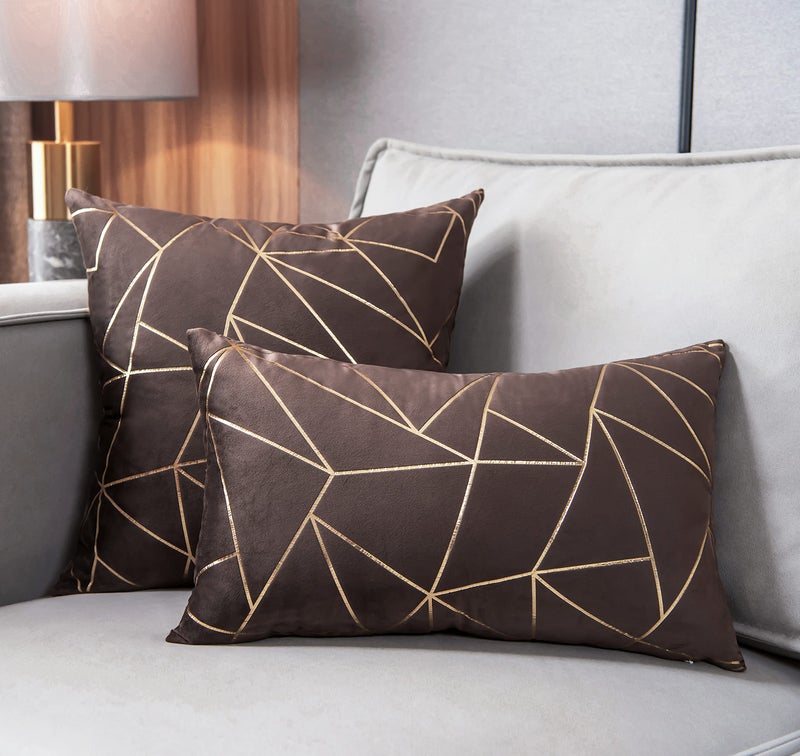 YONGLIU YONGLIU Throw Pillow Covers Velvet Decorative 2 Packs Ultra-Soft Cushion Case for Christmas Sofa Bedroom Car Living Room (Coffee  16""X16"")  - Image 4