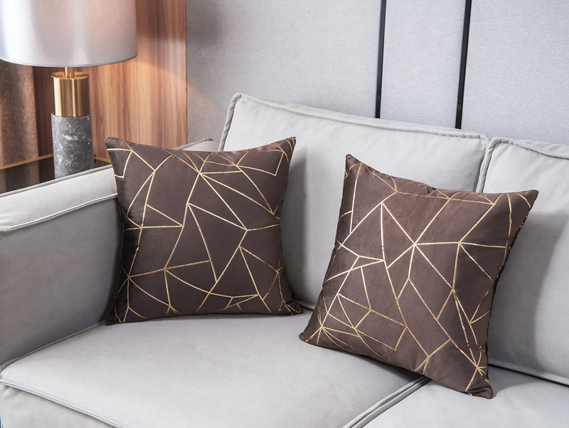 YONGLIU YONGLIU Throw Pillow Covers Velvet Decorative 2 Packs Ultra-Soft Cushion Case for Christmas Sofa Bedroom Car Living Room (Coffee  16""X16"")  - Image 3
