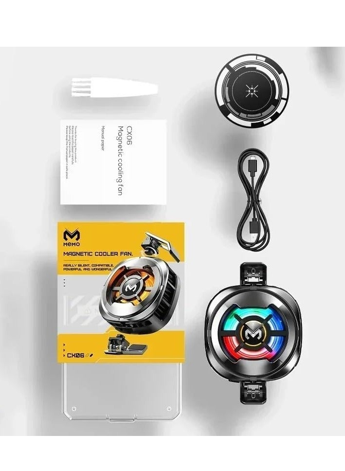 ميمو مبرد مغناطيسي للهواتف المحمولة CX06، 2 في 1 مغناطيسي مع مشبك تثبيت، مبرد أشباه الموصلات مع شاشة رقمية لدرجة الحرارة، مروحة صامتة بثلاث سرعات، تصميم ألعاب LED RGB، عالمي لنظامي التشغيل iOS وAndroid - Image 2