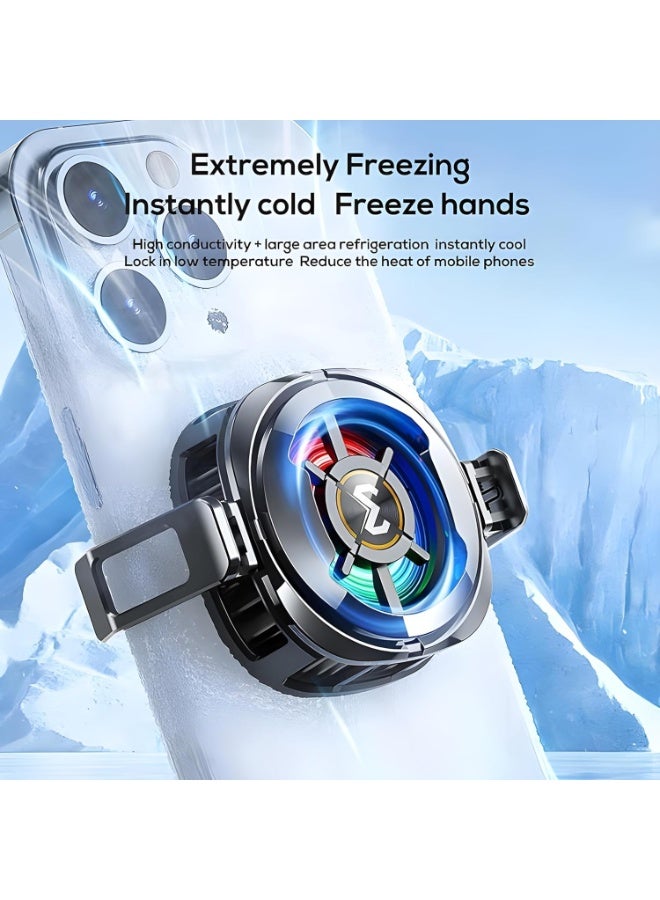 ميمو مبرد مغناطيسي للهواتف المحمولة CX06، 2 في 1 مغناطيسي مع مشبك تثبيت، مبرد أشباه الموصلات مع شاشة رقمية لدرجة الحرارة، مروحة صامتة بثلاث سرعات، تصميم ألعاب LED RGB، عالمي لنظامي التشغيل iOS وAndroid - Image 3