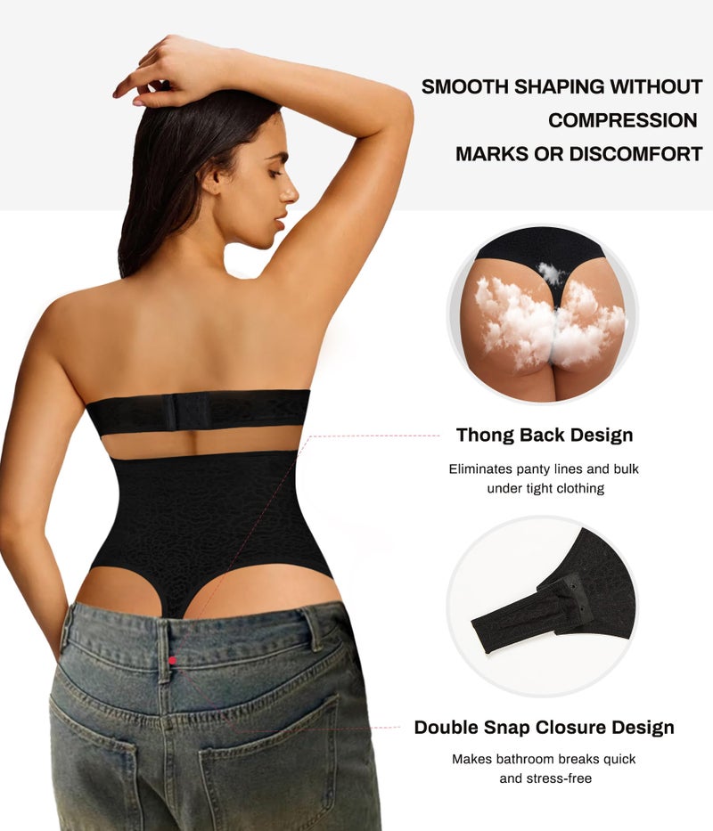 Nebility Strapless Shapewear Bodysuit for Women - Thong Body Suits Tummy Control Tube Top Underwire Lace Corset with Removable Strap - Image 3