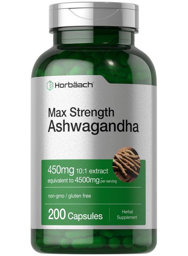 Horbäach Ashwagandha Supplement | Max Strength | 200 Capsules | for Women and Men | Non-GMO, Gluten Free - Image 1
